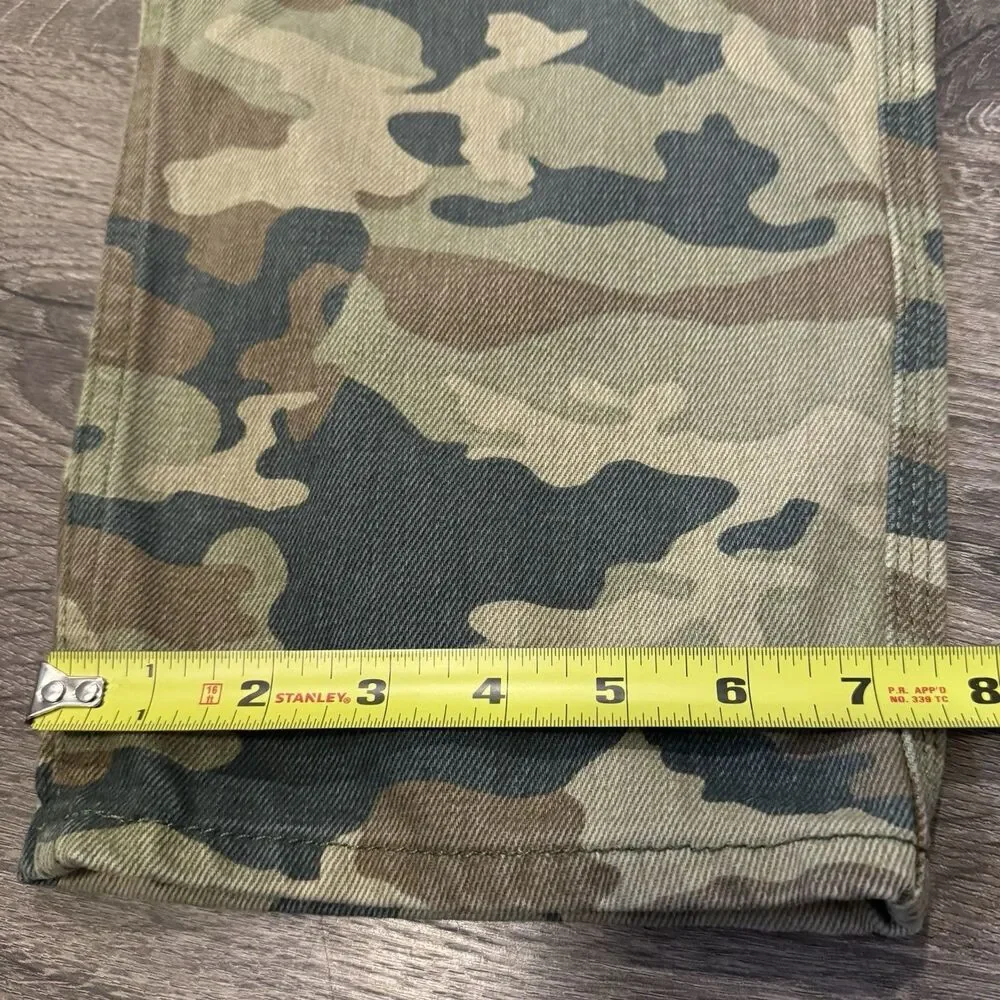 Free People We The Free Camo Cargo Pants High Rise Size 26 Green NWT Boho Grunge - Picture 8 of 11